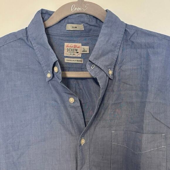 NWOT J.Crew Slim Secret Wash Poplin Shirt In Waterfall Size Large - Picture 3 of 6